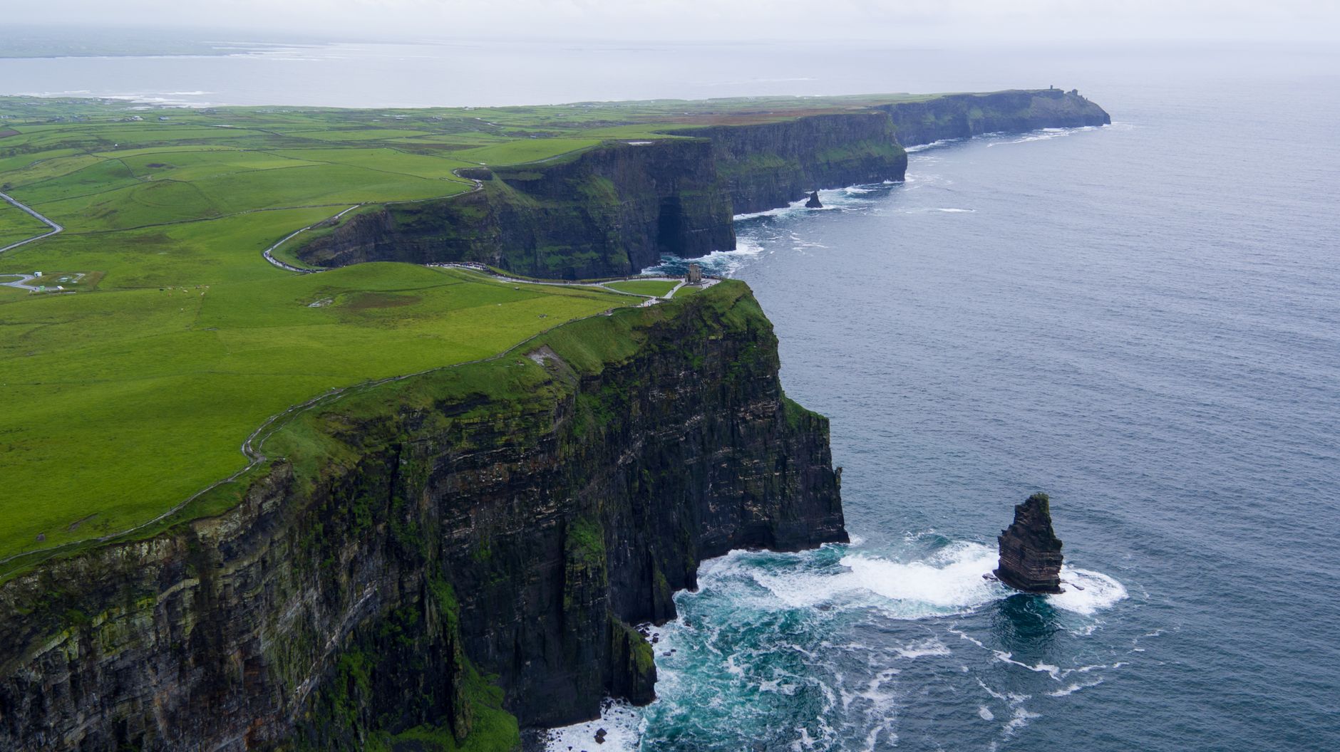 Lush green coastal cliff